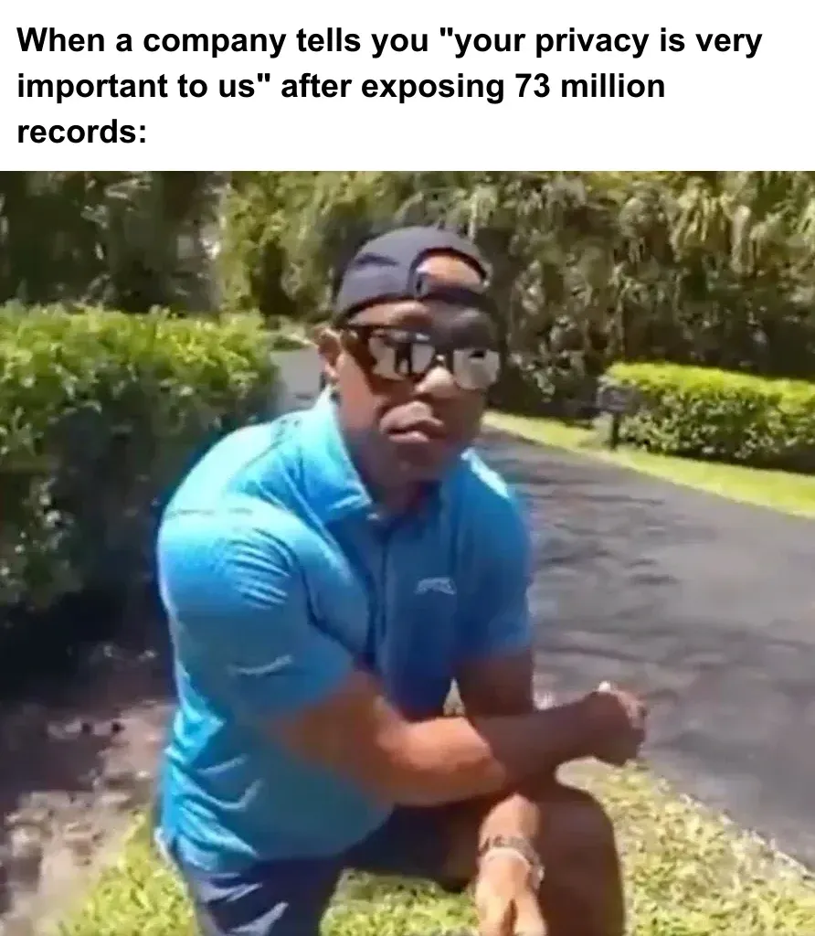 Skeptical reaction to company claiming your privacy is very important after exposing millions of records